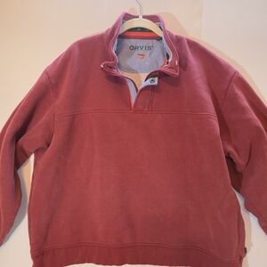 Orvis Men's Pullover Sweatshirt Pre-Owned Burgundy Red Quarter Zip SZ XXL